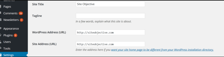 站点标题、标语和地址的 WordPress 设置